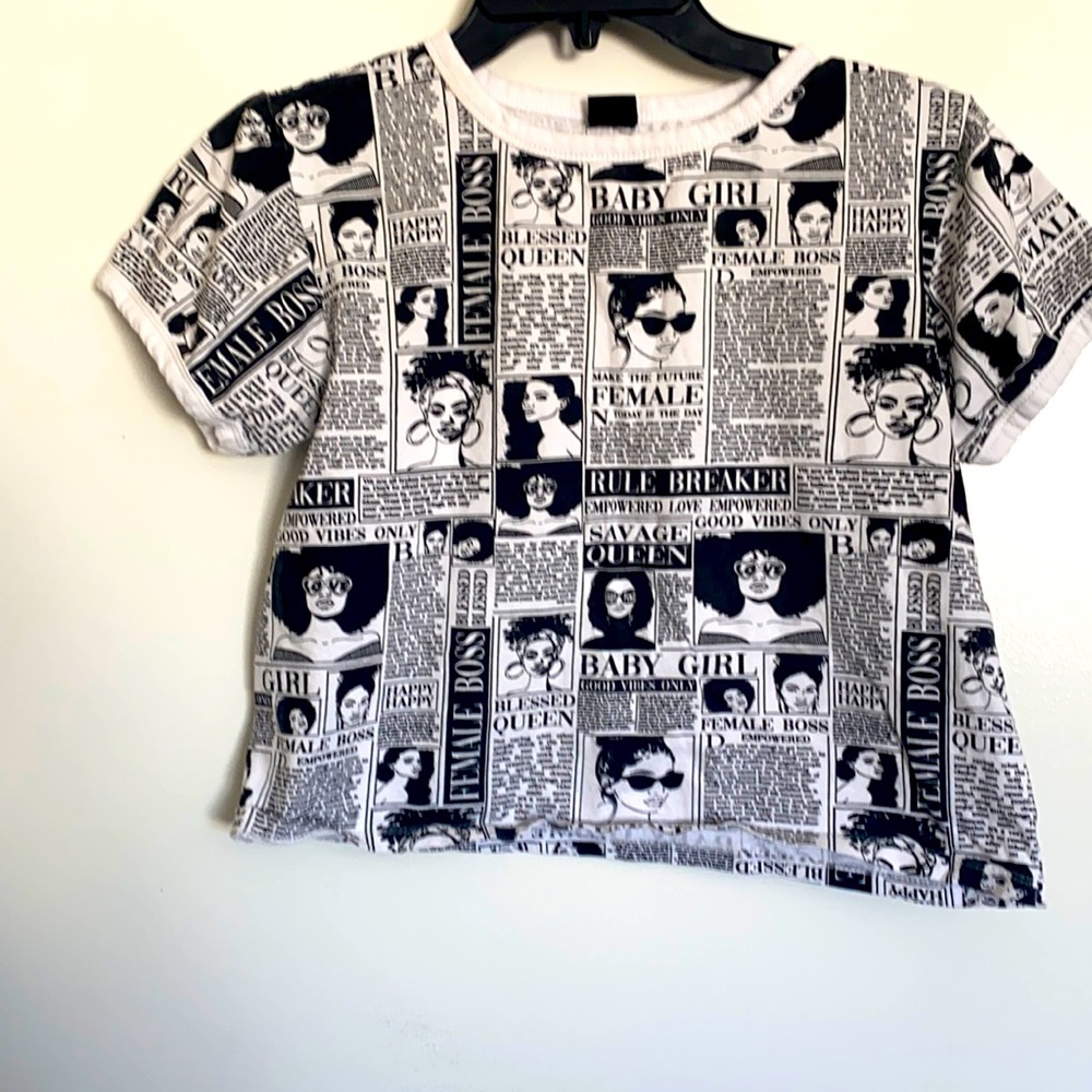 Crop top newspaper print